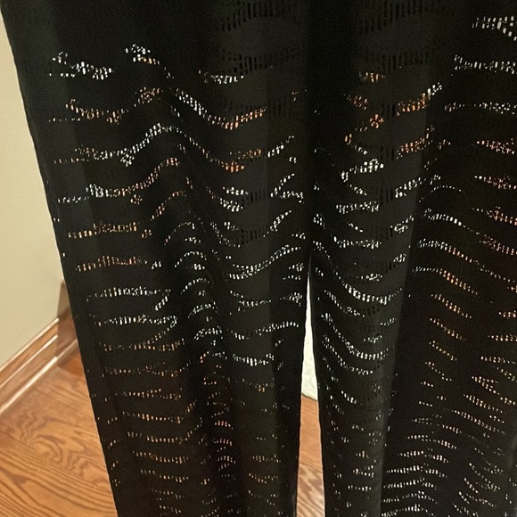 Lace wide leg 2 in 1 pants / shorts cover up / beach summer Black pull on XS - Picture 3 of 14